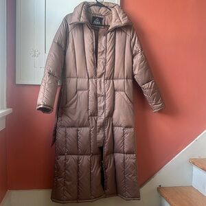 Elegant Long Brown Puffer Coat